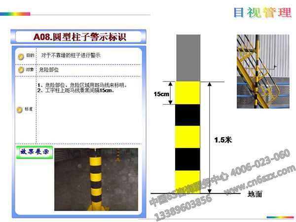 车间圆柱子警示标识