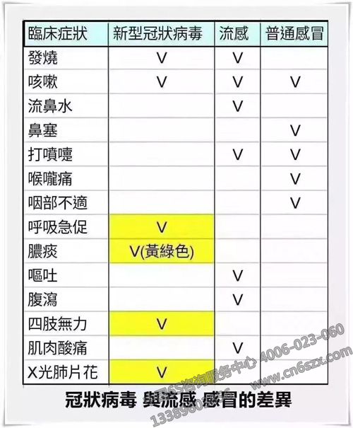 冠状病毒与流感、感冒差异